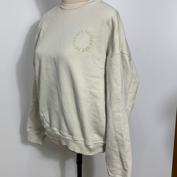 Set Active Beige Heavy Crewneck Sweatshirt Size Small - Picture 10 of 10